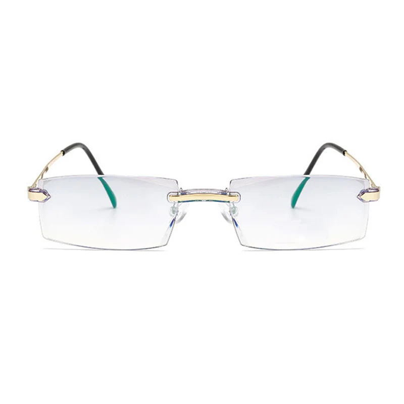 Anti Blue Light Finished Myopia Glasses Ultralight Frameless Diamond Trimmed Nearsight Eyeglasses -1.0 -1.5 -2.0 2.5 3.0 3.5 4.0