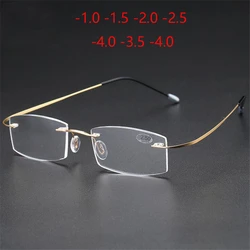 Frameless Square Nearsighted Glasses Finished  Women Men Rimless Short-sight Eyewear Diopter -1 -1.5 -2.0 -2.5 -3.0 -3.5 -4.0