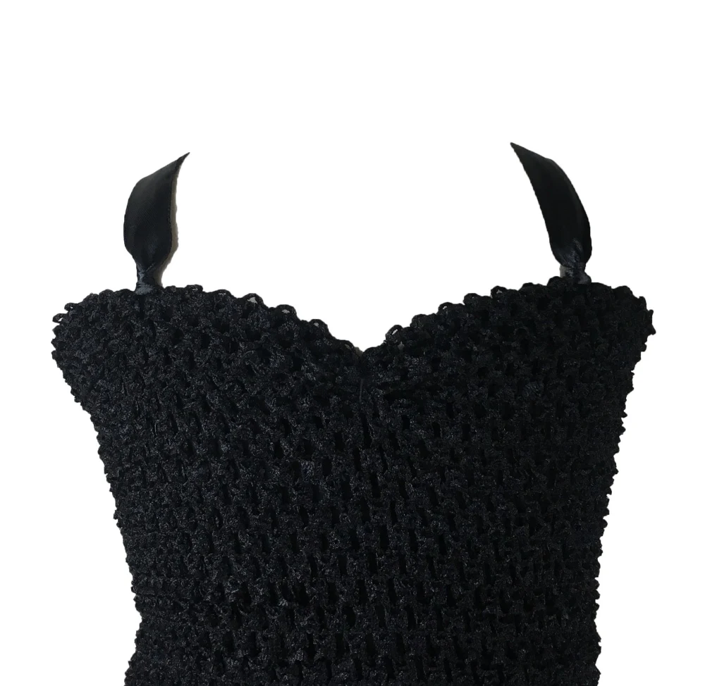 Ragazze Nero Lungo Trailing Tutu Capretti del Vestito Crochet Tulle Vestito Da Sera Dell\'abito di Sfera Dei Bambini Di Compleanno Del Partito di