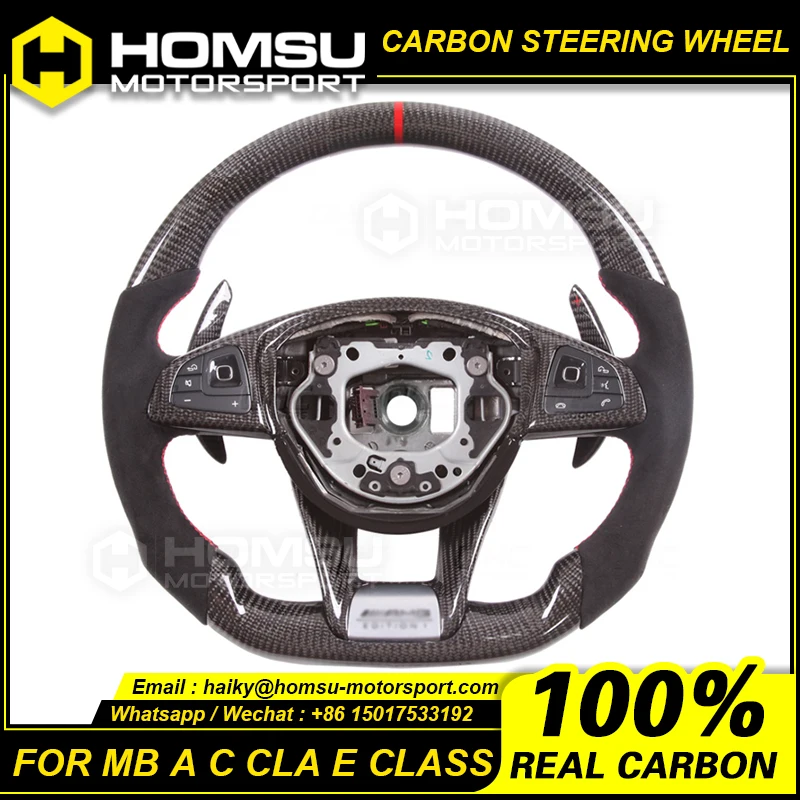 

Real Carbon Fiber Steering Wheel Compatible with mercedes benz A45 CLA45 CLS63 C63 E63