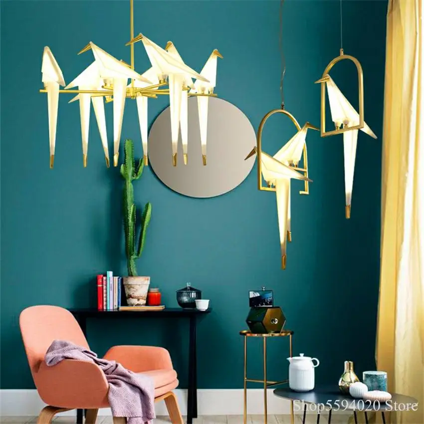 

Nordic Bird LED Chandelier Lights Pendant Lamp Bird Chandelier Ceiling Lamp Living Room Loft Decor Home Hanging Light Fixture