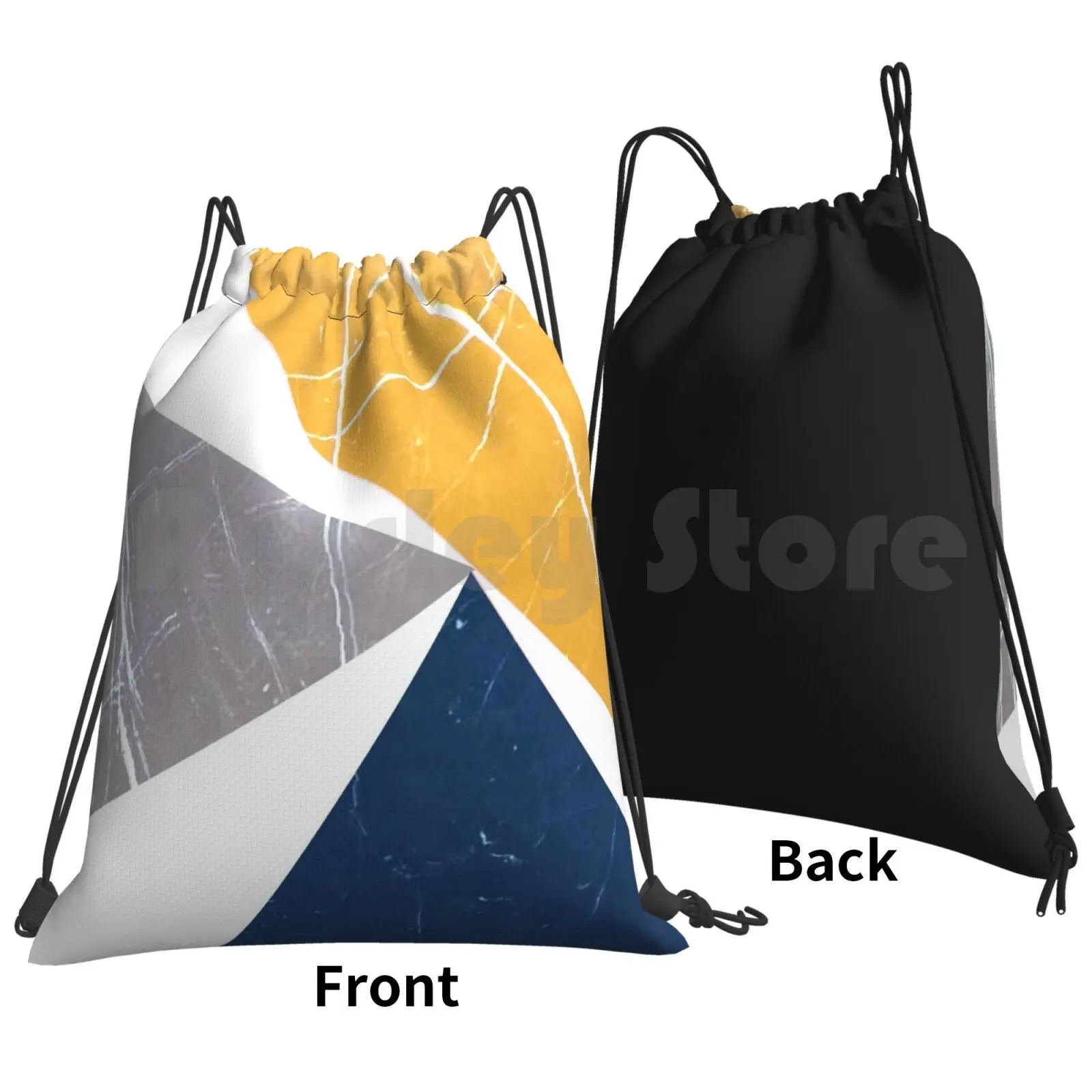 Abstract Pattern Blue / Yellow / Gray Backpack Drawstring Bags Gym Bag Waterproof Pattern Abstract Blue Yellow Grey Forms