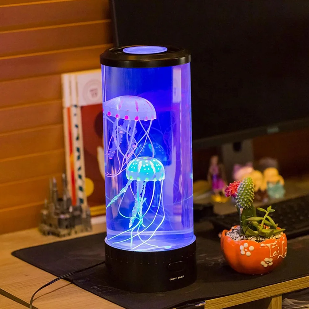 

USB Power Colorful LED Jellyfish Lamp Color Changing Jellyfish Tank Aquarium Lamp Relaxing Mood Night Light Bedside Lantern 5V