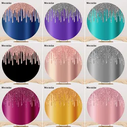 Mocsicka Custom Birthday Round Backdrop Glitter Splash Wedding Bridal Shower Circle Photo Background Cover Party Decoration Prop