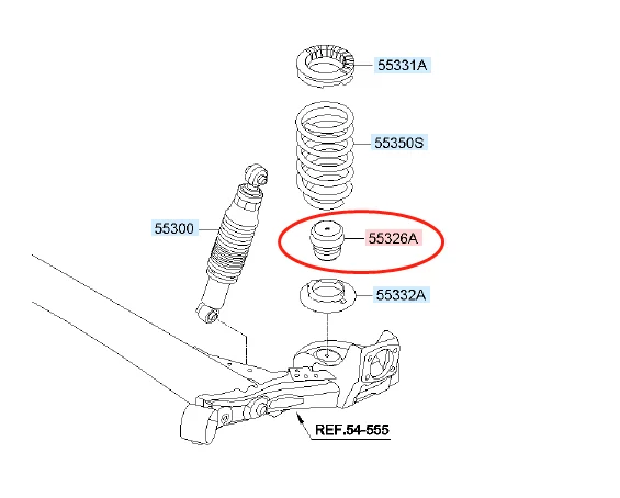 GENUINE NEWFor HYUNDAI for  KIA 2008-2019 BUMPER-RUBBER REAR SPRING STRUT OEM 553261M000