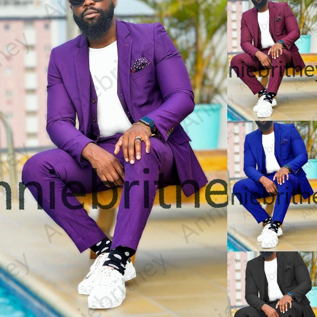 Costume 2 pieces pour Homme Blazer decontracte violet grande taille pour plage mariage ete AliExpress