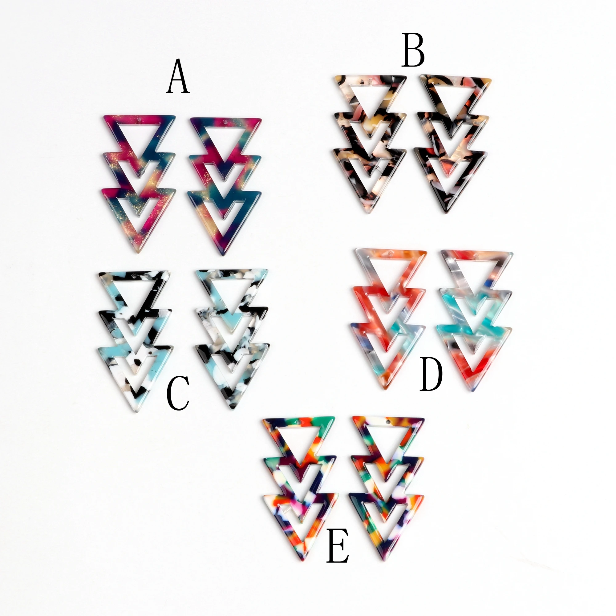 Tortoise Shell Earring Charms,Acetate Acrylic Triple Triangle Shaped Pendant,Earrings Part,Big Earring Findings,39x20.5mm,ACE245
