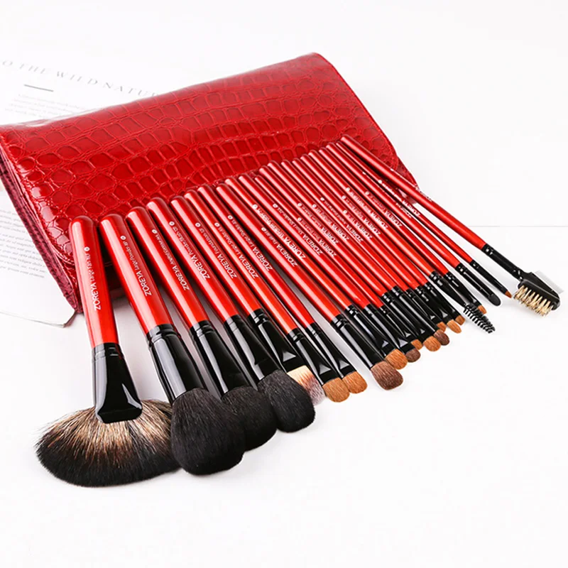 ZOREYA Natural Goat Hair Makeup Brush Set Big Powder Make Up Brush tool Professional Eyeshadow Foundation Blending maquiagem