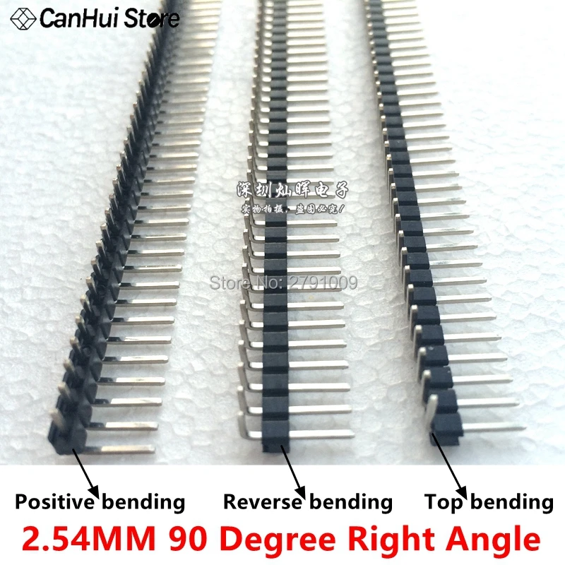 2.54MM 1*40P 1X40P 90 stopni kąt prosty jednorzędowy męski pin Header dodatni/reverse/ginie w górę złącze płytki PCB Pinheader