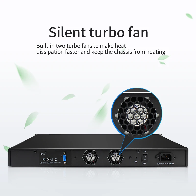 Fanless 6 LAN Black 1U Mini PC In-tel 7th Gen i7-7560U Dual Core CPU Windows 10 Linux industrial computer for Gaming Office