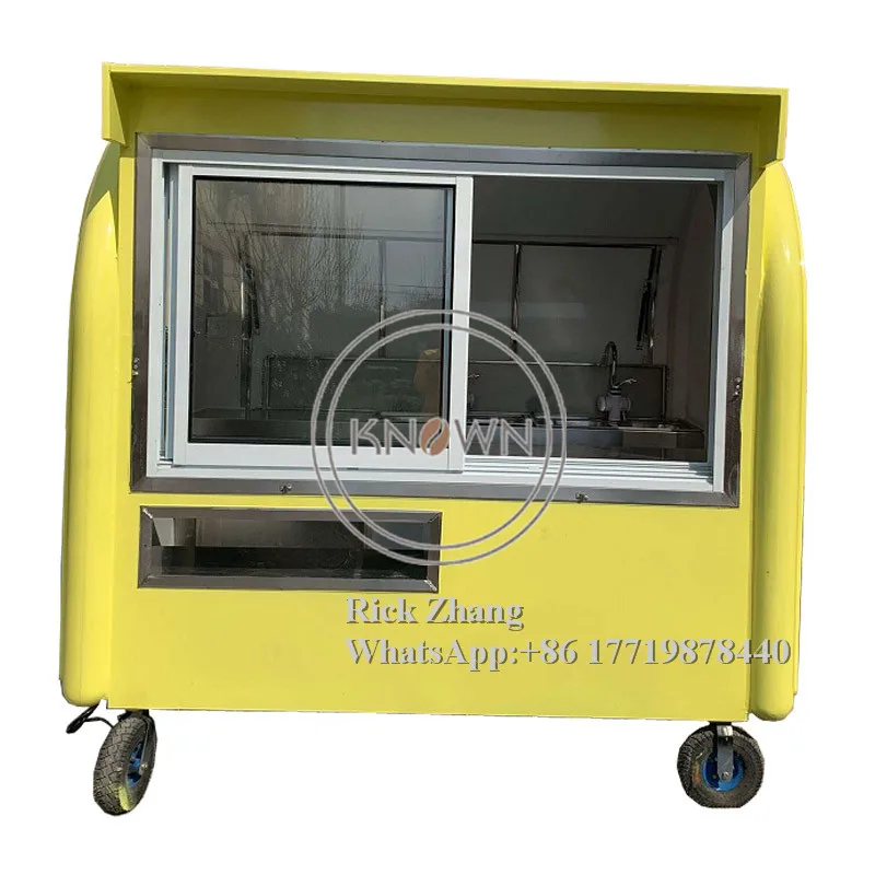 New Arrive Hot Sale KN-220EB Model Moblie Street Push Food cart/ Truck With Sliding Window And canopy/awning