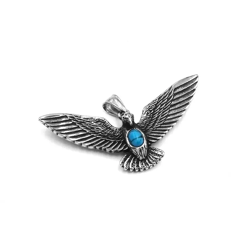 Blue Stone Eagle Pendant Stainless Steel Jewelry Fashion Anima Eagle Biker Mens Pendant Wholesale SWP0573A