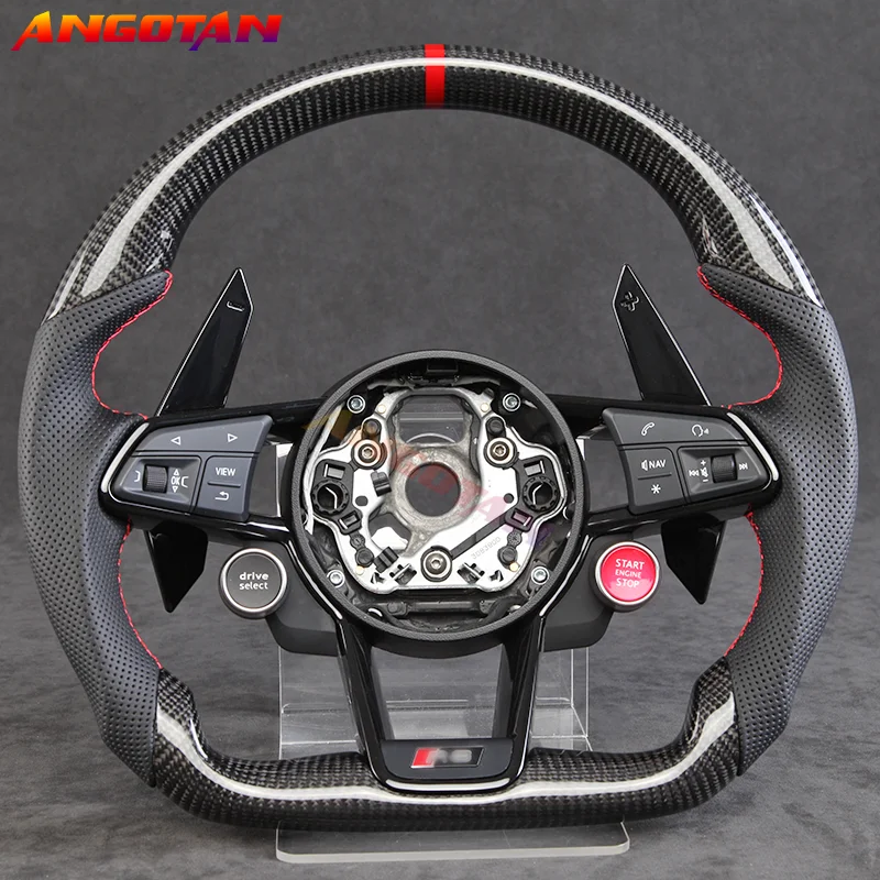 

Carbon Fiber Steering Wheel Fit For Audi R8 TT TTs Sport Car volante esportivo Perforated Leather