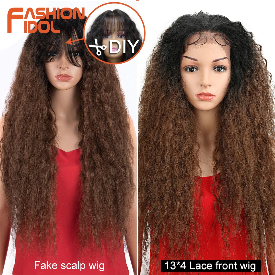 Afro Kinky Curly Baby Hair 13*4 Large Lace Front Wigs For Black Women Natural Loose Wave Hair 30 Inch Synthetic Hair Wig Cosplay