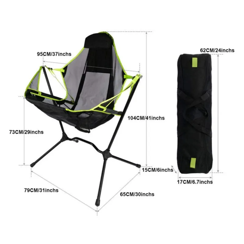 New Folding Chair Outdoor Portable Rocking Chair Park Swing Beach Chair Family Hammock