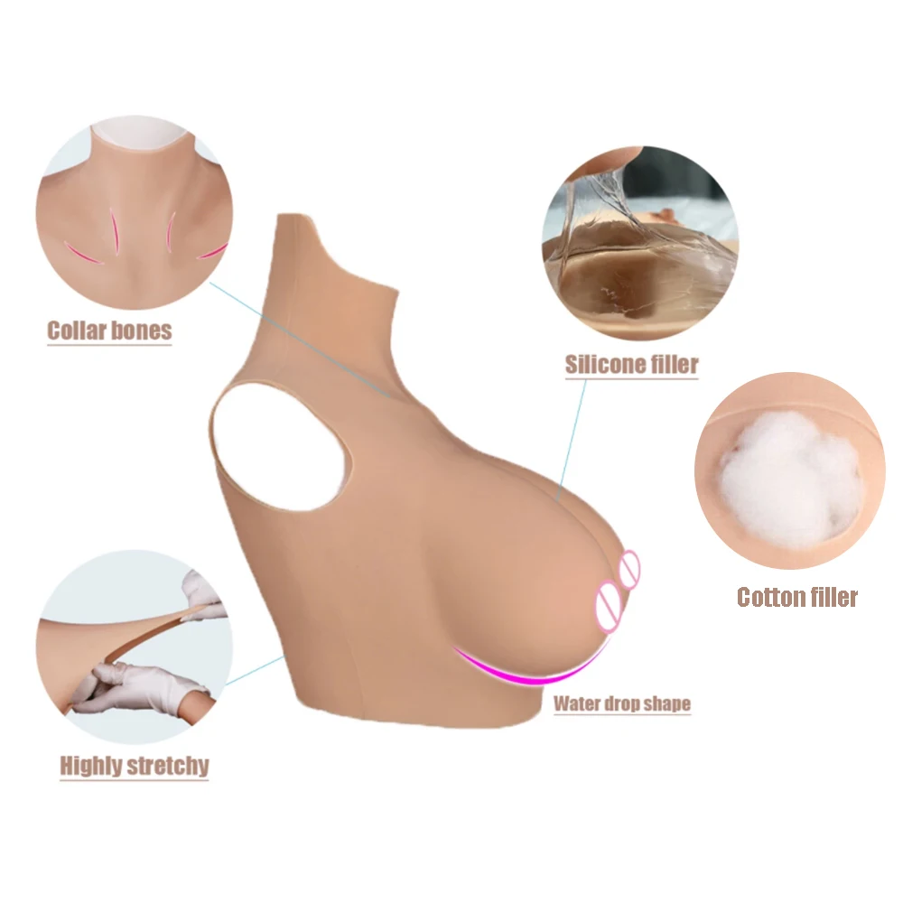 A-GCup Realistic Silicone Fake Chest Water Drop Breasts Form Cosplay Boobs for Drag Queen Sissy Crossdresser Transgender Shemale