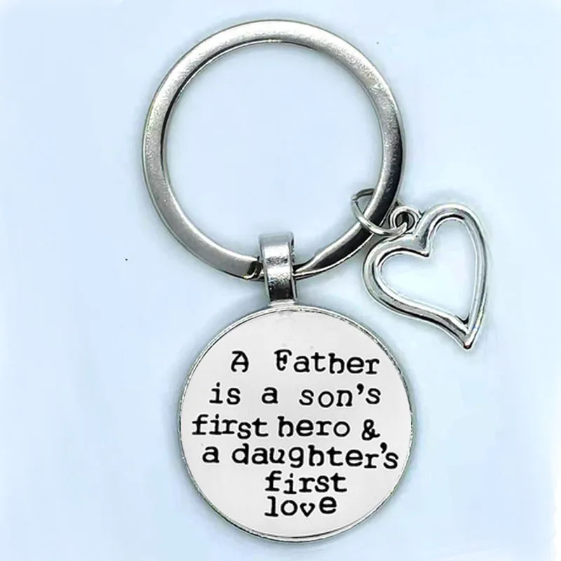 

Alloy Keychain 25mm Heart Shape A Father Is A Son'S First Hero.. Father'S Day Gift Keychain Thanksgiving Gift