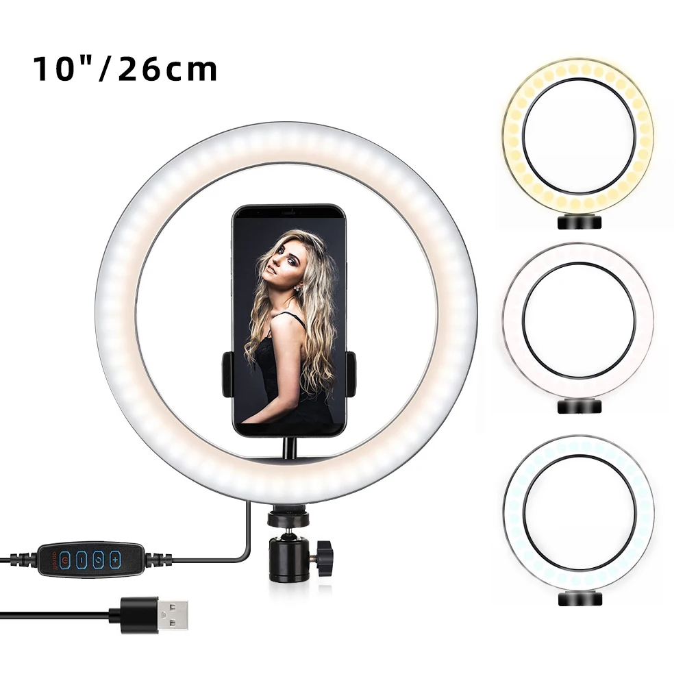 Видео светильник с регулируемой яркостью светодиодный селфи кольцо светильник USB кольцо лампа, освещение для фотосъемки светильник для макияжа аксессуары для Youtube