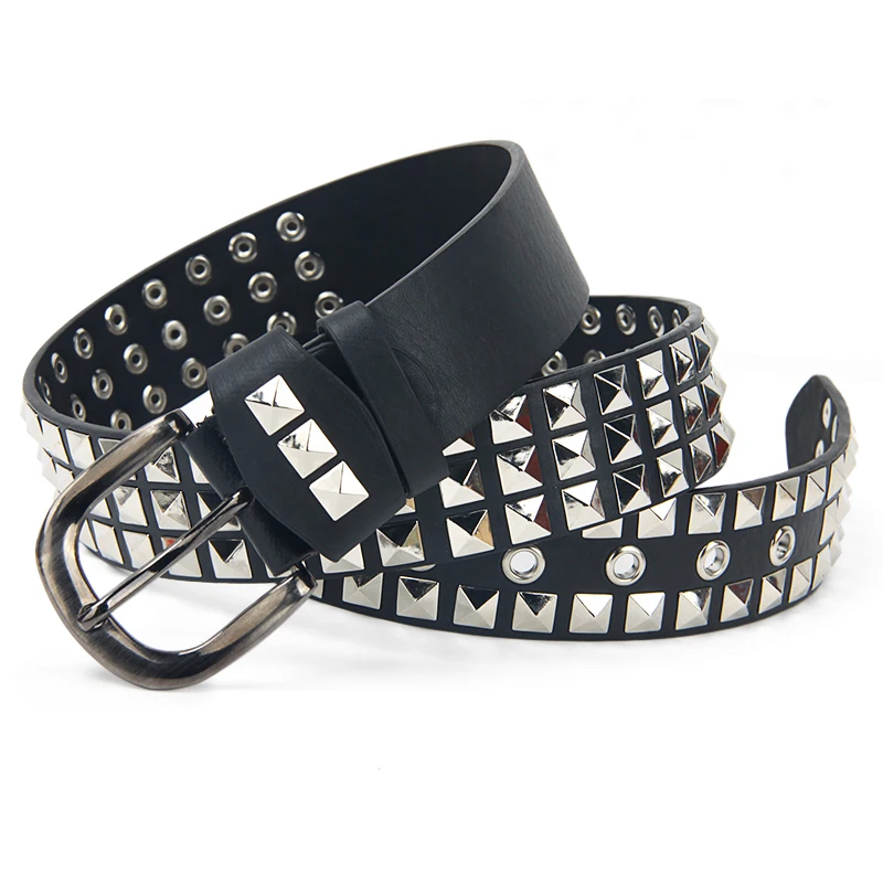 Idopy Designer Punk Belts For Women Men Fashion Rivets Male Belt PU Leather Hip Hop Studded Costume Party Strap Women