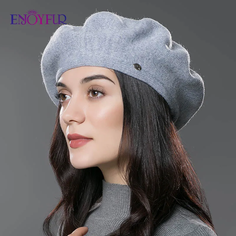 ENJOYFUR Women Winter Wool Knit French Beret Warm Classic  display picture 2