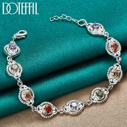 DOTEFFIL 925 Sterling Silver Charm Colour AAA Zircon Bracelet Chain For Women Wedding Engagement Jewelry