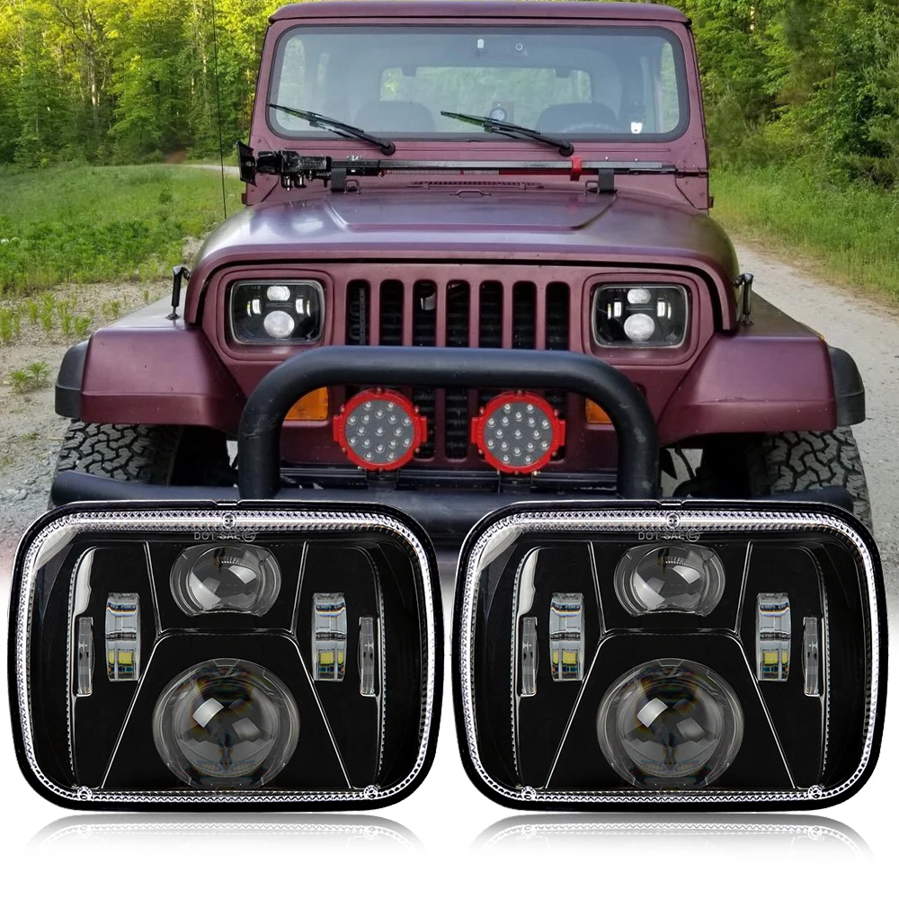 

New 110W 5x7 Led Headlights 7x6 Led Sealed Headlamp with High Low Beam H6054 6054 Led Headlight for Jeep Wrangler YJ