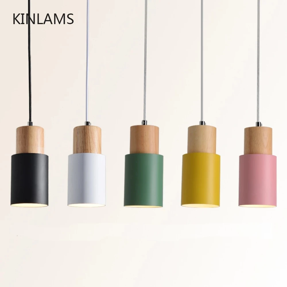 Designer Nordic Draad Kroonluchter Eenvoudige Houten Hanglampen Led Hang Lamp Kleurrijke Armatuur Keuken Bar Hotel Thuis Indoor Decor