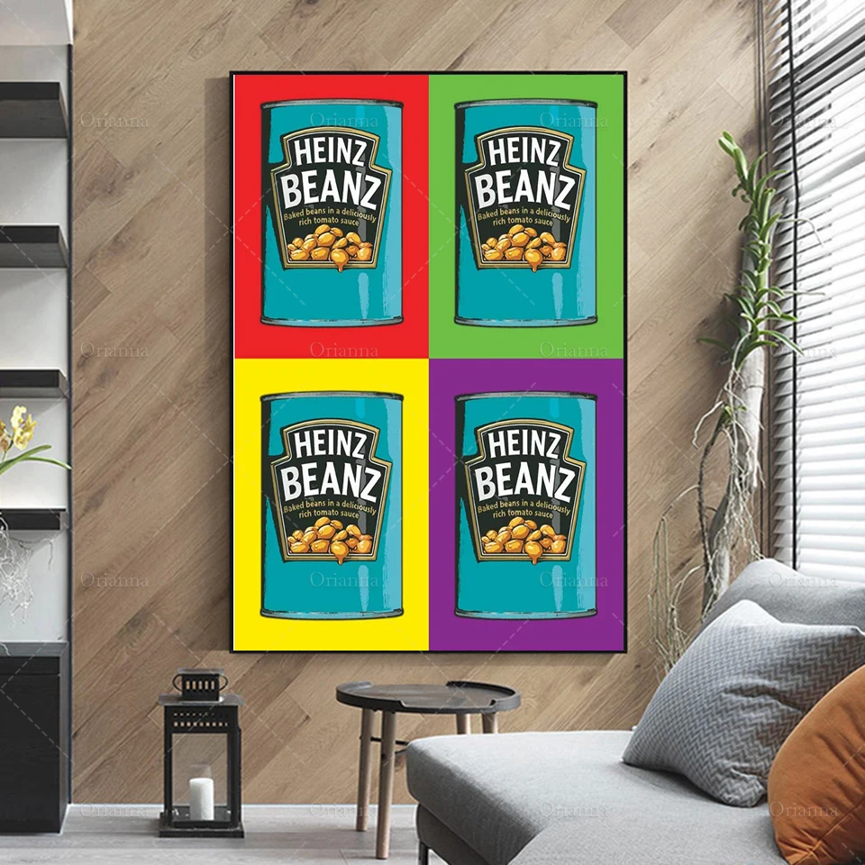 Heinz Beanz Pop Art Vintage Poster, Kitchen Wall Art, Retro Soup Can Wall Art, Baked Beans Prints, Food Wall Art Prints Gift