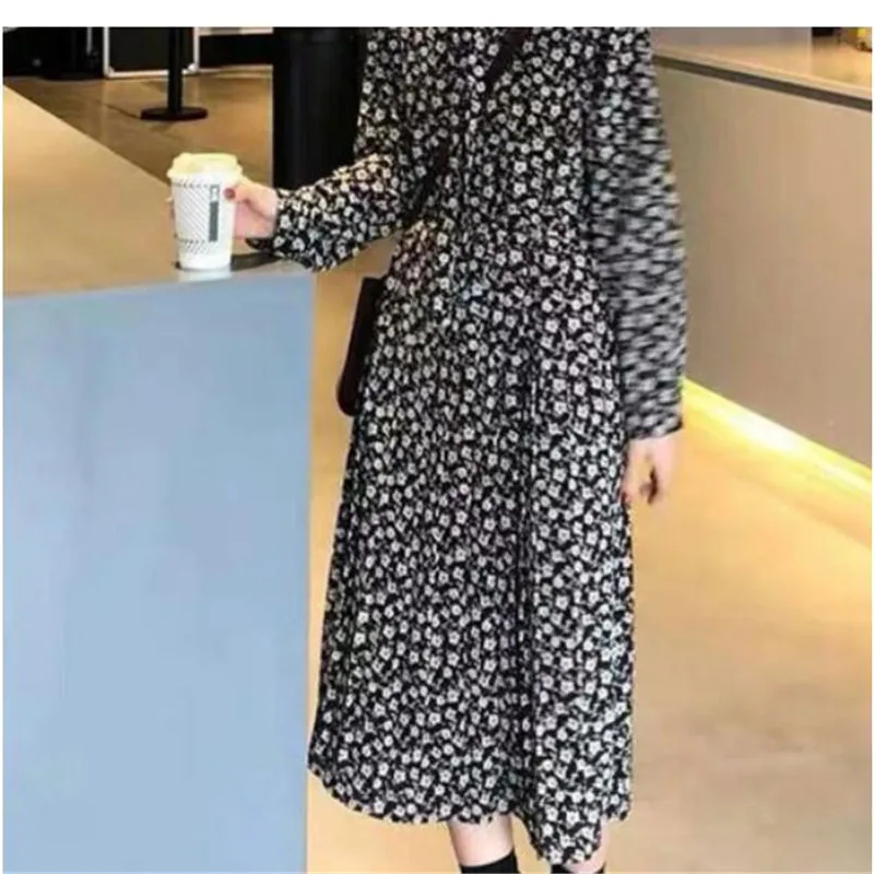 Vintage Floral Maxi Dress Summer Long A-Line Split  Long Sleeve Spring Elegant Retro Boho Dress Women Vestidos