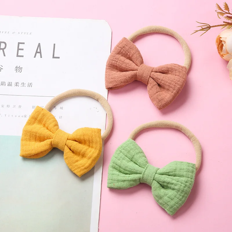 Baby Bows Headband Girls Thin Nylon Hairbands Soft Infant Candy Color Head Bands Spring Summer Newborn Hair Accessories Lovely