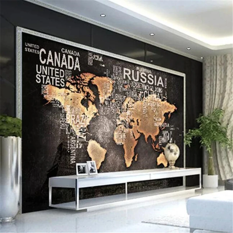 beibehang Custom wallpaper 3d mural antique world map background wall Nordic vintage kraft paper style simple map 3d wallpaper