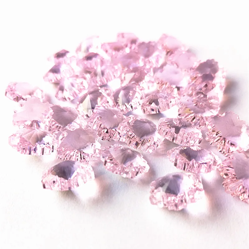 New Arrival Top Quality 500pcs Pink 14mm K9 Crystal Snow Beads In 2 Holes For Chandelier Crystals Home Decoration Accessories