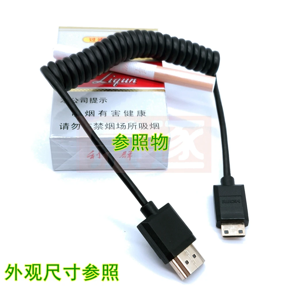 OD 3,0mm Mini HD-zu HdTV Coiled Kabel HD-2,0 Zu Micro Hd & HD-compatib stretch Frühjahr Curl Flexible Dünne Kabel 2k 4k Hd @ 6