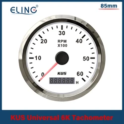 KUS Universal Waterproof 85mm Engine Car Boat Motorcycle Tachometer 3000 4000 6000 8000 RPM Meter Stepper Motor with Hourmeter