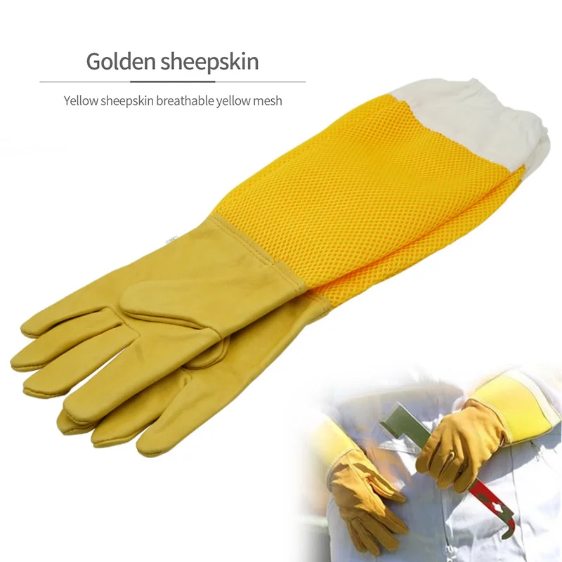 

1Pair Beekeeping Gloves Protective Sleeves Breathable Anti Bee/Sting Sheepskin Long Gloves For Beekeeper Beekeeping Tools