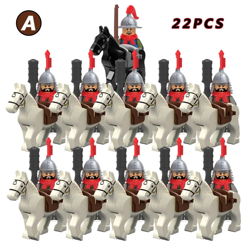 

KT1090 Set of 22PCS Koruit Ming Dynasty Soldier Warrior Riding Helmet Weapon Children's Building Block Toy