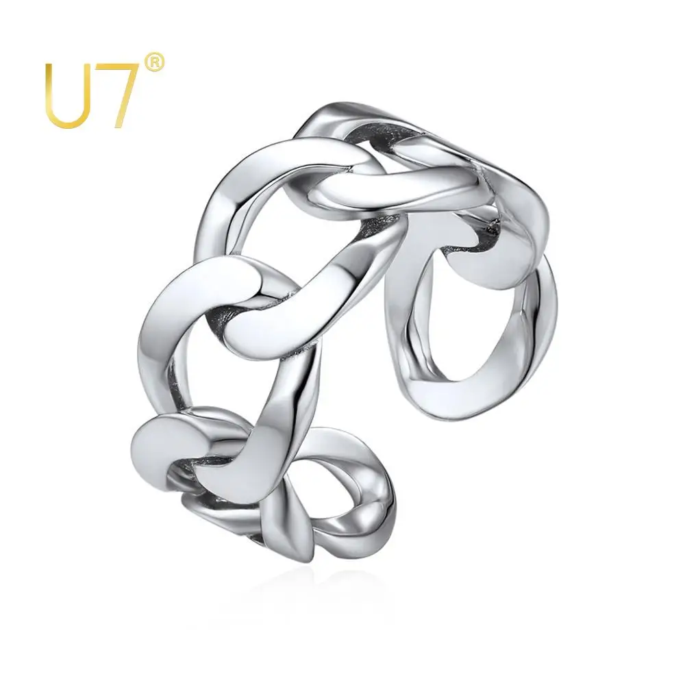 

U7 Sterling Silver Stackable Knuckle Ring Finger Open Band Ring for Women Men Girls Minimalist Jewelry Xmas Decorations R201