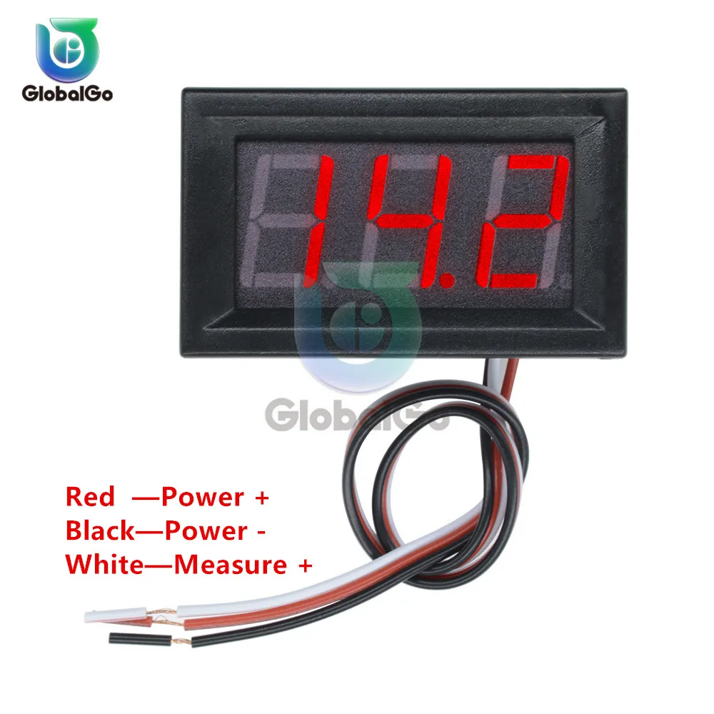 0.56นิ้วดิจิตอลโวลต์มิเตอร์2สาย3สายDC4.5V To30V 0.56 "จอแสดงผลLEDแรงดันไฟฟ้าสำหรับ6V 12Vรถจักรยานยนต์รถ