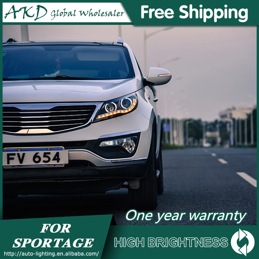 Car Styling for 2011-2014 Kia Sportage R LED Headlights New Sportage LED Headlight LED DRL Bi Xenon Lens High Low Beam Parking