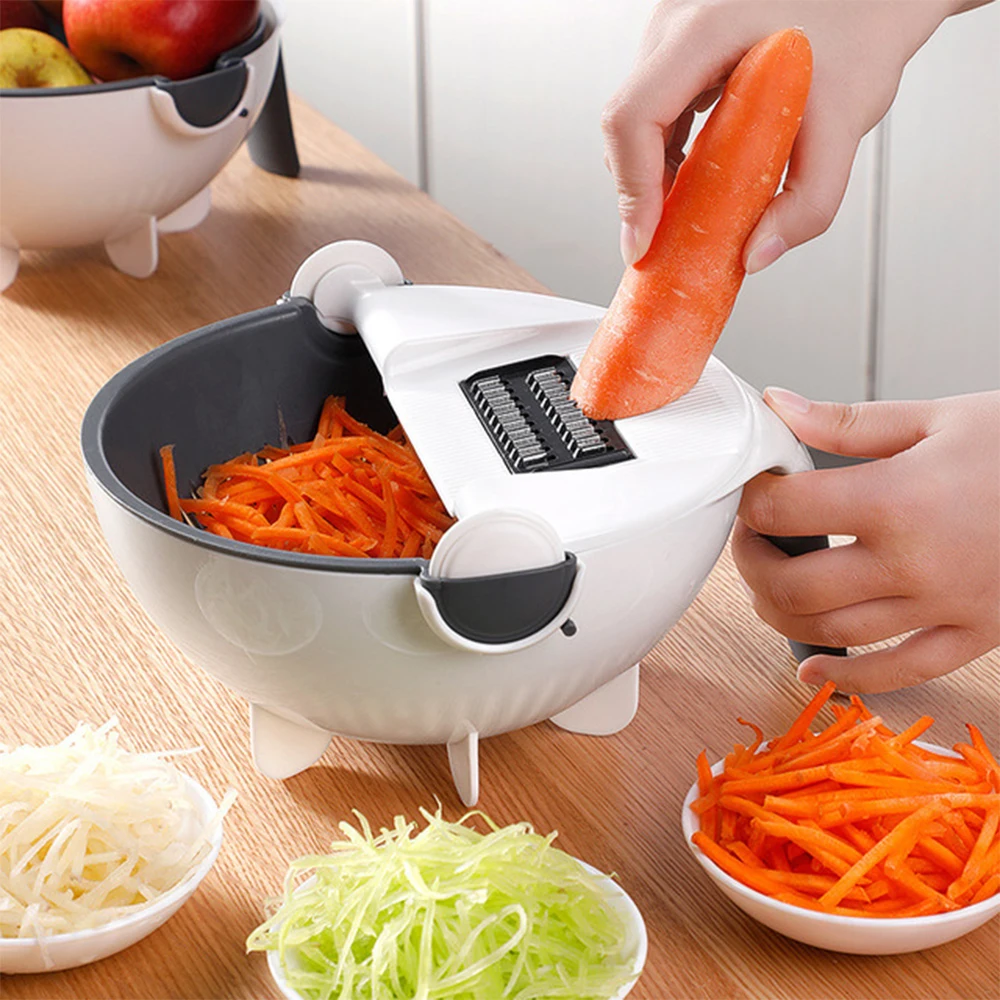 

WALFOS Magic Multifunctional Rotate Vegetable Cutter With Drain Basket Kitchen Veggie Fruit Shredder Grater Slicer Drop Shipping