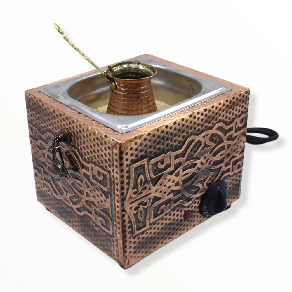 Authentic Turkish Copper Sand Coffee Maker Small Square Heating Machine