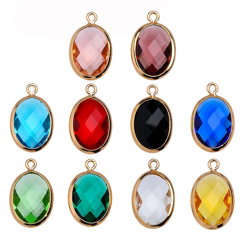 Peixin 6pcs/set Oval Crystal Glass Charm Pendant For Jewelry Making DIY Handmade Women Earrings Supplies Accessories Wholesale