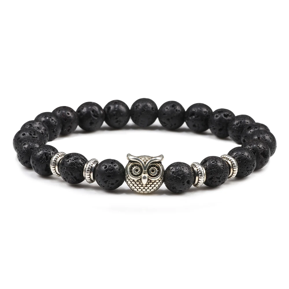 Handmade Yoga Owl Natural Stone Beaded Strand Charm Bracelets Men Women Jewelry Bracelet Bangles Buddha Best Gift Pulsera Hombre