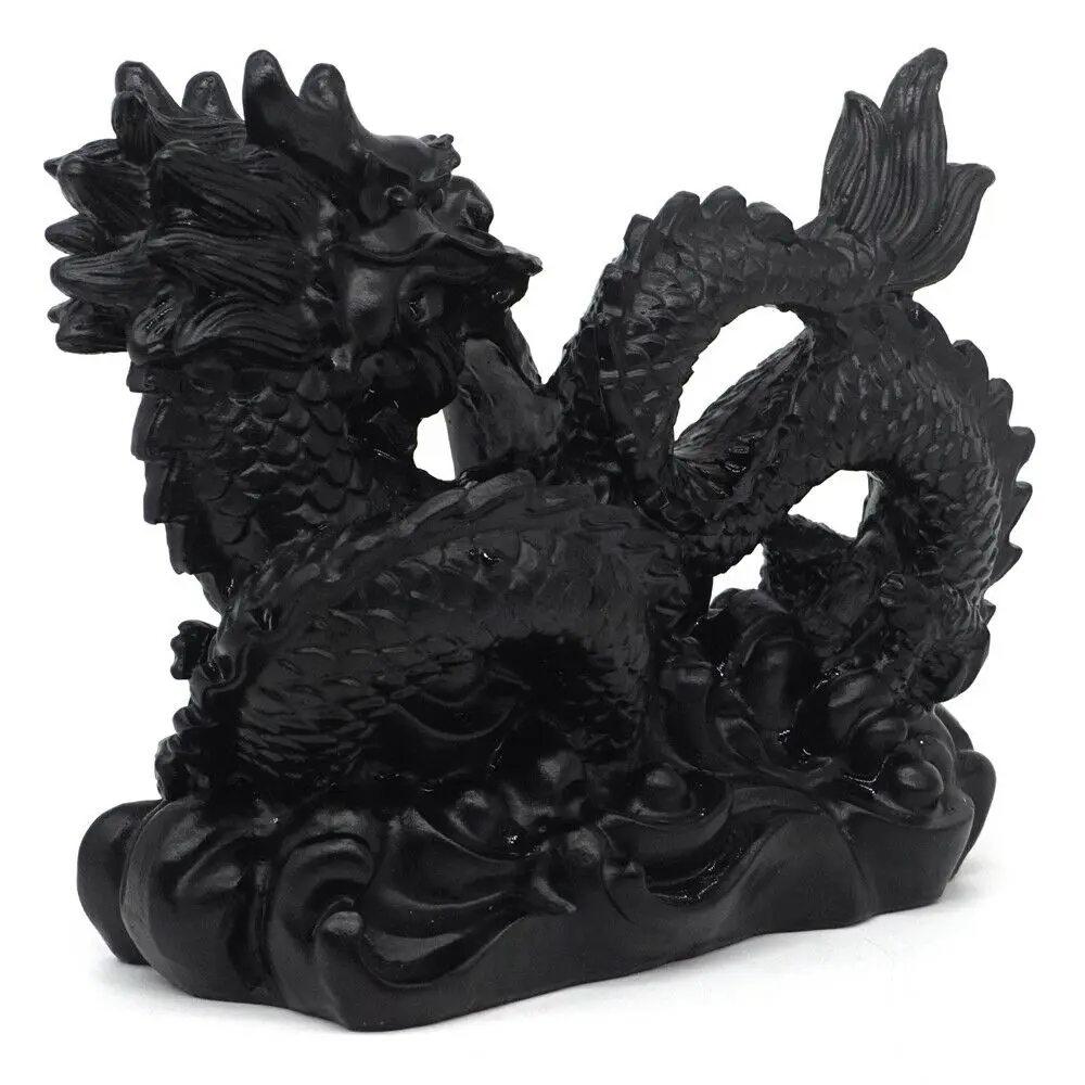 Imagem -04 - Dragão Chinês Pedra Natural Preto Obsidian Cristal Cura Esculpida Animal Feng Shui Totem Estatueta Decoração de Casa 5.7