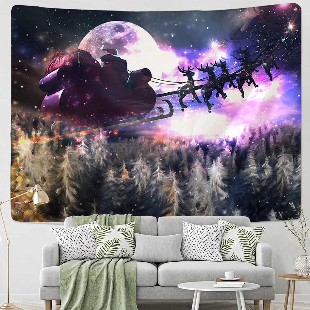 Christmas Reindeer Tapestry Christmas Wall Hanging Throw Blanket Mat Backdrop Home Room Decoration Gift