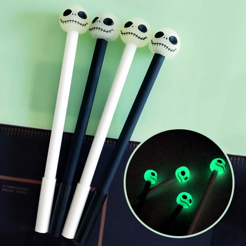 1pcs Creative Luminous Skull Gel Pens For Kids Cute Cartoon Writing Pens Personalized School Supplies Stationery