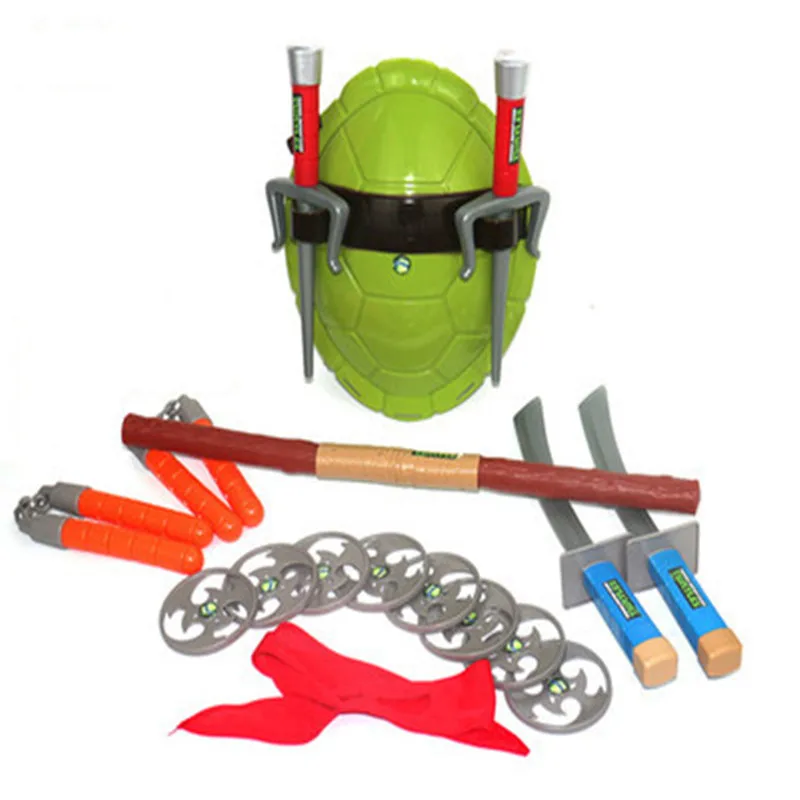 Ninja Schildpad Cos Gekleed Wapen Pak Schildpad Shell Oogmasker Cosplay Set Kind Ninja Turtle Model Speelgoed