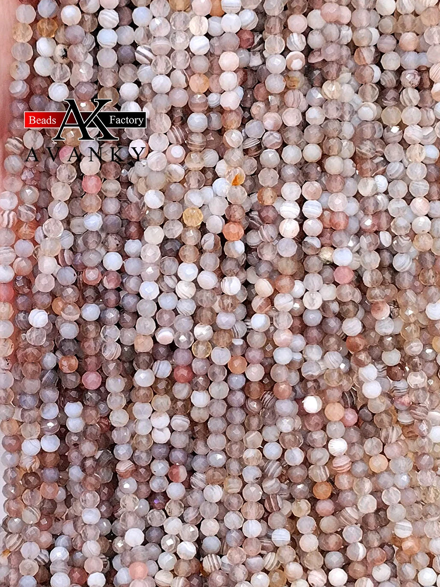 Wholesale Natural Stone Botswana Sardonyx Agates Faceted Loose Beads 2 3 4MM for Braceet Necklace Making 15\