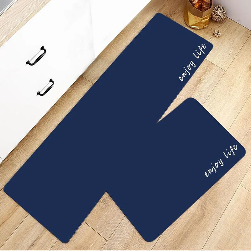 1pcs PVC Waterproof Kitchen Carpet Long Anti-fatigue PU Oilproof Kitchen Mat Non Slip Floor Mat Grey Balcony Hallway Rug Doormat