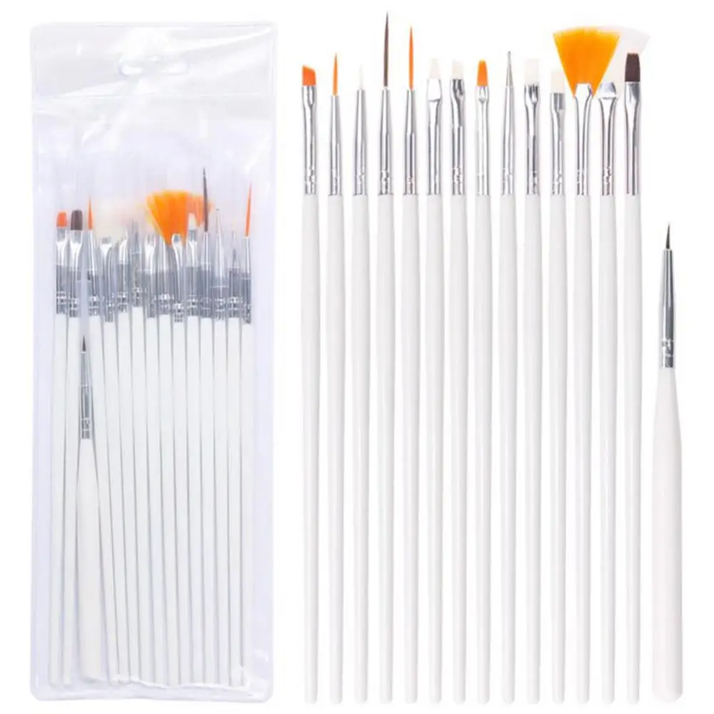 15pc 15 tamanhos pincéis profissionais de gel de unhas pincel acrílico ferramenta de arte de unhas canetas cabo de madeira pontilhando desenho conjunto de pincel de pintura